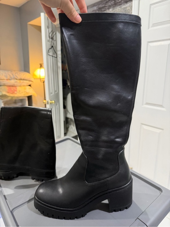 aqua college Shoes - Aqua College Never Worn Black Knee-High Chunky Heel Boots - wide calf friendly!